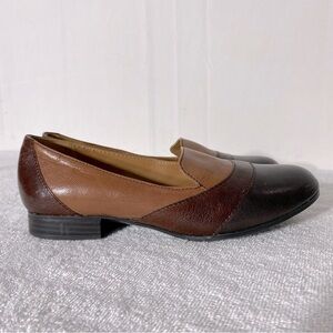 Naturalizer Tan Brown Leather Slip On Round Toe Flats Loafers 8W